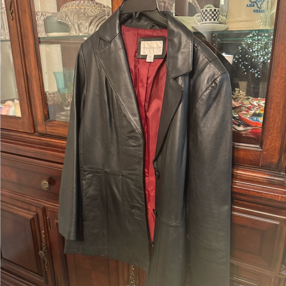 Worthington Black genuine leather Jacket with Red Interior